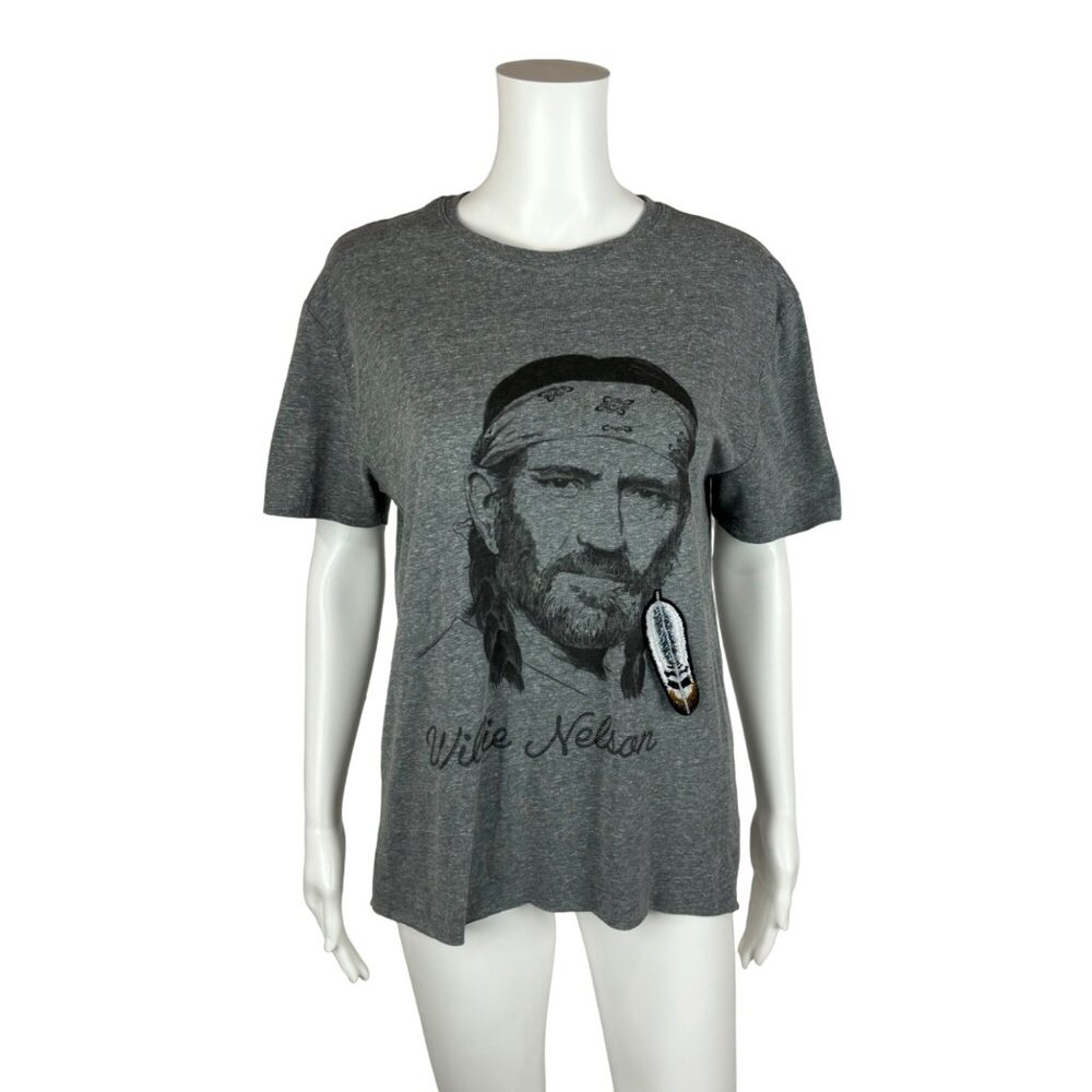 Gina Tees Gray Short Sleeve Raw Hem Tee